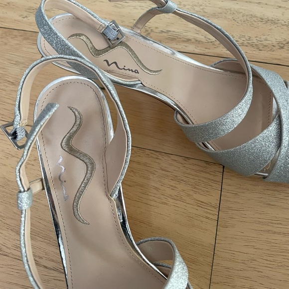 Nina Silver Sparkle Low Heel Evening Shoes - Picture 8 of 11